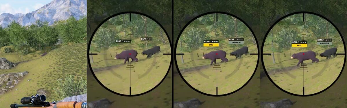 Four frames from the bear creative at the same four moments